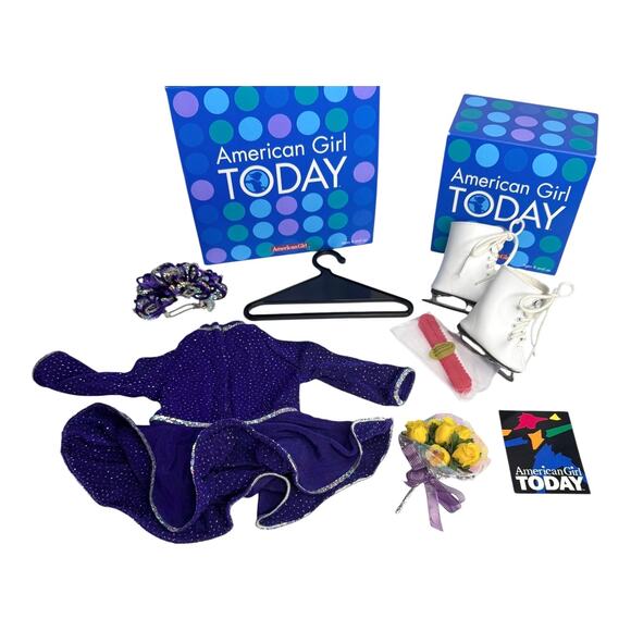 American Girl Pleasant Co Ice SKATING STAR OUTFIT & GEAR Skates Flowers Barrette - Picture 3 of 14